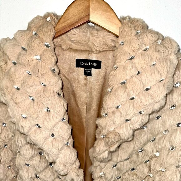 *RARE* Bebe Rhinestone Rabbit Fur Coat - Picture 3 of 13